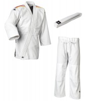 adidas Judo-Anzug Club weiß/schwarz-rot-goldene Streifen, J350