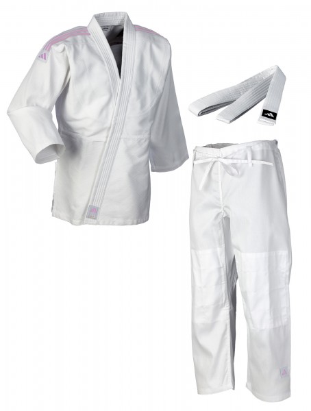 adidas Judo-Anzug Club weiß/pinke Streifen, J350