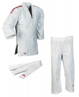 adidas Judo-Anzug Club weiß/rote Streifen, J350