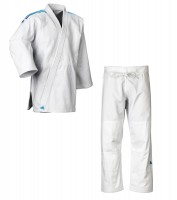 adidas Judo-Anzug Contest weiß/blaue Streifen, J650
